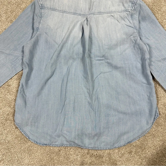 Cloth & Stone Long Sleeve Point Collar Chambray Denim Shirt Button Front Blue L - Picture 10 of 16